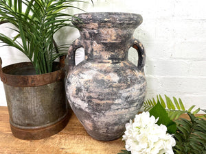 Rustic Hand Made Wabi Sabi Mediterranean Terracotta Pot Vase Urn Dry Flowers