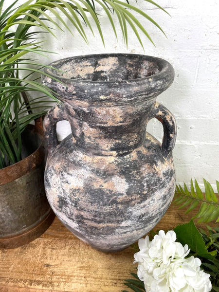 Rustic Hand Made Wabi Sabi Mediterranean Terracotta Pot Vase Urn Dry Flowers