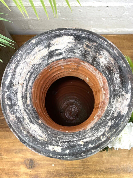 Rustic Hand Made Wabi Sabi Mediterranean Terracotta Pot Vase Urn Dry Flowers