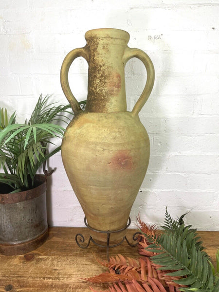 Rustic Vintage Mediterranean Terracotta Olive Storage Jar Amphora Urn Pot Vase