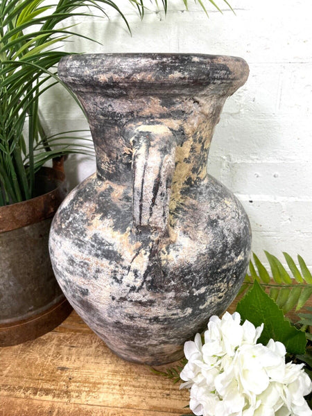 Rustic Hand Made Wabi Sabi Mediterranean Terracotta Pot Vase Urn Dry Flowers