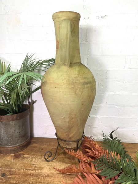 Rustic Vintage Mediterranean Terracotta Olive Storage Jar Amphora Urn Pot Vase