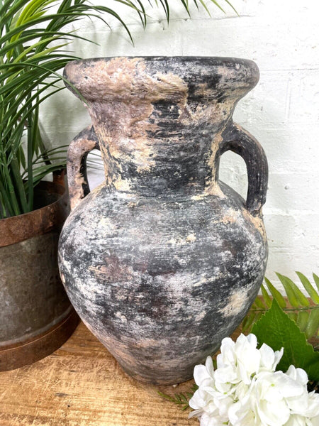 Rustic Hand Made Wabi Sabi Mediterranean Terracotta Pot Vase Urn Dry Flowers