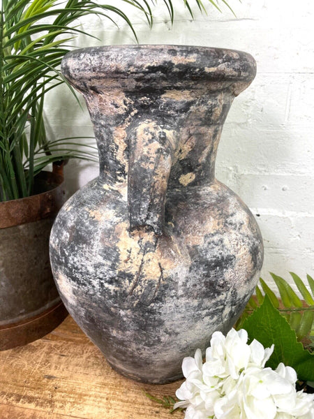 Rustic Hand Made Wabi Sabi Mediterranean Terracotta Pot Vase Urn Dry Flowers