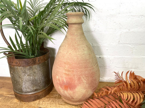 Rustic Mediterranean Terracotta Greek Bottle Amphora Olive Jar Planter Pot Vase