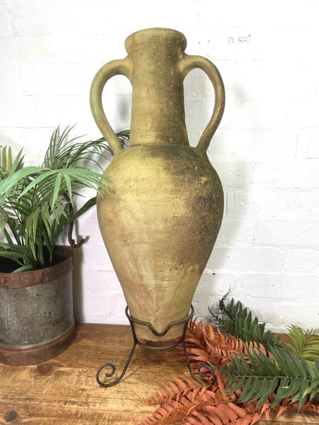 Rustic Vintage Mediterranean Terracotta Olive Storage Jar Amphora Urn Pot Vase