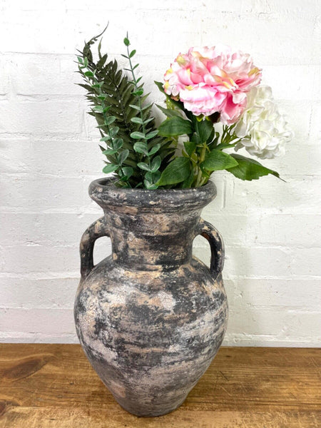 Rustic Hand Made Wabi Sabi Mediterranean Terracotta Pot Vase Urn Dry Flowers