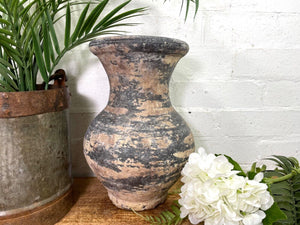 Rustic Hand Made Wabi Sabi Mediterranean Terracotta Pot Vase Urn Dry Flowers