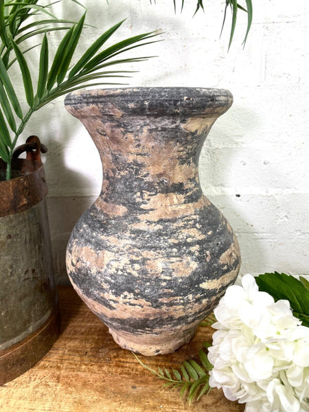 Rustic Hand Made Wabi Sabi Mediterranean Terracotta Pot Vase Urn Dry Flowers