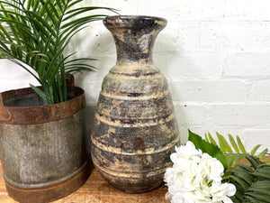 Rustic Hand Made Wabi Sabi Mediterranean Terracotta Pot Vase Urn Dry Flowers