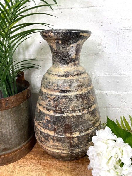 Rustic Hand Made Wabi Sabi Mediterranean Terracotta Pot Vase Urn Dry Flowers