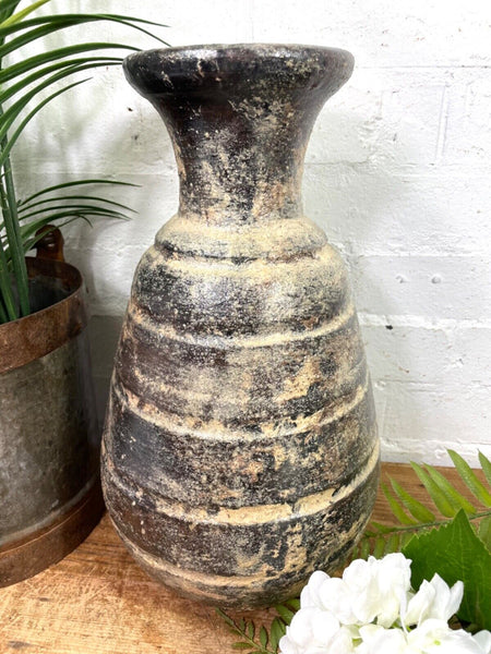 Rustic Hand Made Wabi Sabi Mediterranean Terracotta Pot Vase Urn Dry Flowers