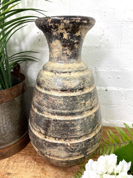 Rustic Hand Made Wabi Sabi Mediterranean Terracotta Pot Vase Urn Dry Flowers