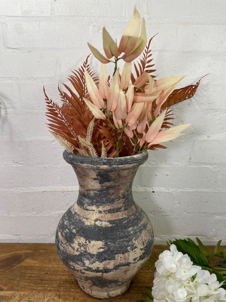 Rustic Hand Made Wabi Sabi Mediterranean Terracotta Pot Vase Urn Dry Flowers