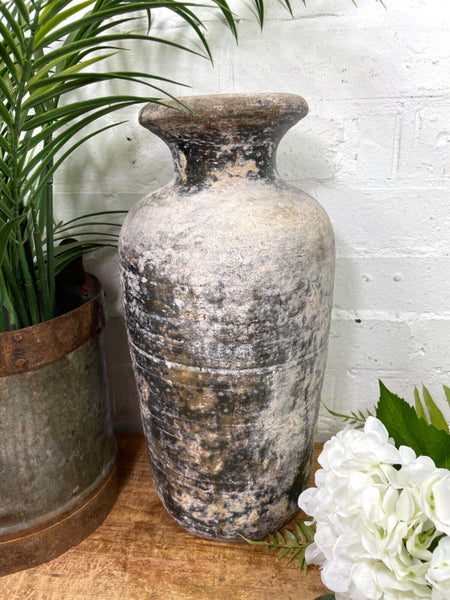 Rustic Hand Made Wabi Sabi Mediterranean Terracotta Pot Vase Urn Dry Flowers