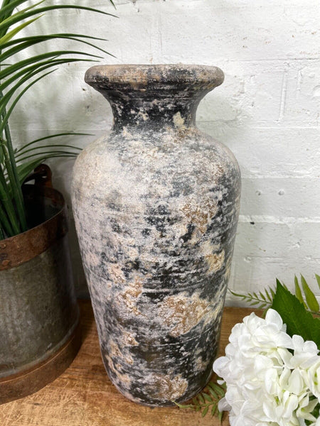 Rustic Hand Made Wabi Sabi Mediterranean Terracotta Pot Vase Urn Dry Flowers