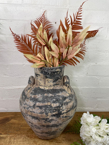 Rustic Hand Made Wabi Sabi Mediterranean Terracotta Pot Vase Urn Dry Flowers