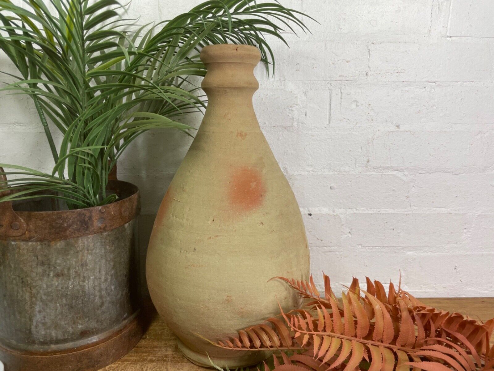 Rustic Mediterranean Terracotta Greek Bottle Amphora Olive Jar Planter Pot Vase