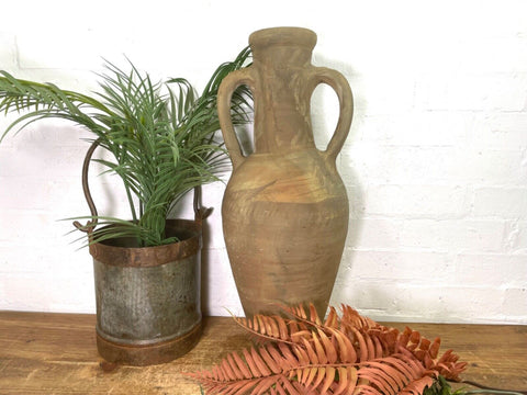 Rustic Vintage Mediterranean Terracotta Olive Storage Jar Amphora Urn Pot Vase