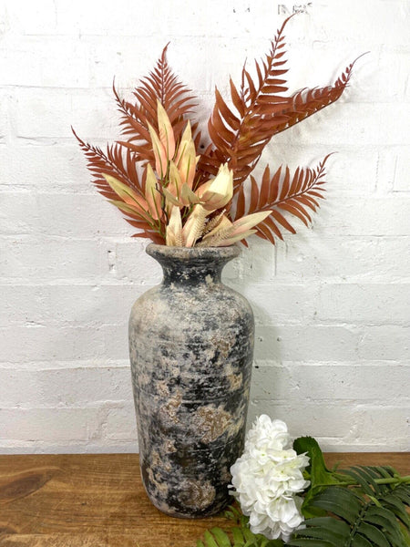 Rustic Hand Made Wabi Sabi Mediterranean Terracotta Pot Vase Urn Dry Flowers