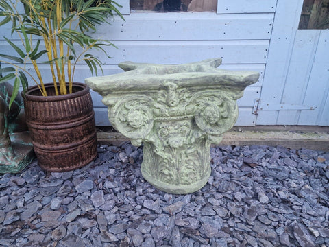 Large Stone Verdigris Corinthian Roman Column Garden Plant Flower Pot Planter