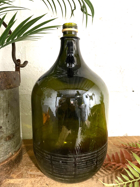 Vintage French Moulded Glass Demijohn Carboy Wine Bottle Vessel Vase