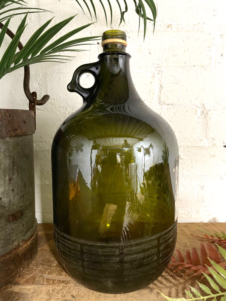 Vintage French Moulded Glass Demijohn Carboy Wine Bottle Vessel Vase