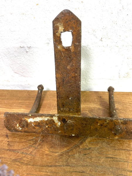 Vintage Rustic French Metal Butchers Meat Kitchen Utensil Hooks Coat Stand Rack