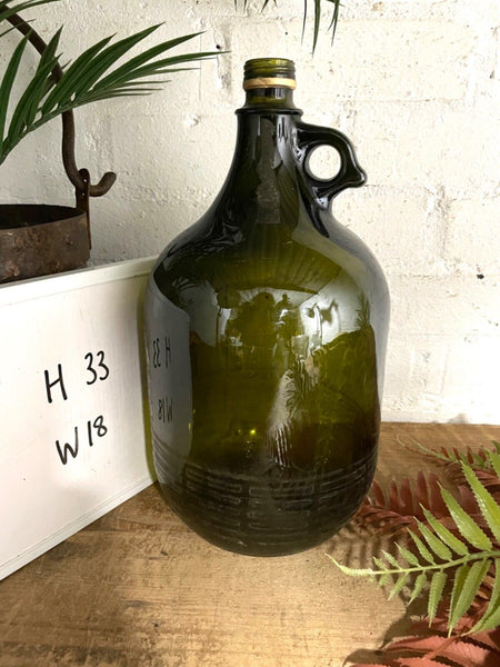 Vintage French Moulded Glass Demijohn Carboy Wine Bottle Vessel Vase