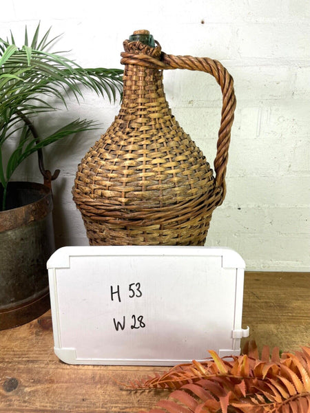 Vintage French Wicker Hand Blown Glass Demijohn Carboy Wine Bottle Vessel Vase