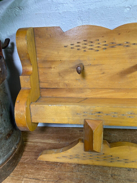 Vintage Hungarian Pine Wall Hanging Coat Rack Hooks