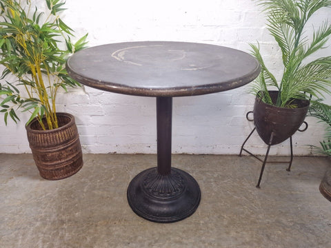 Vintage Heavy Duty Cast Iron Metal Round Cafe Bistro Bar Patio Garden Table