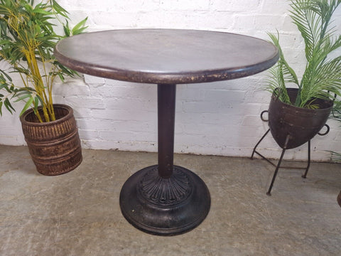 Vintage Heavy Duty Cast Iron Metal Round Cafe Bistro Bar Patio Garden Table