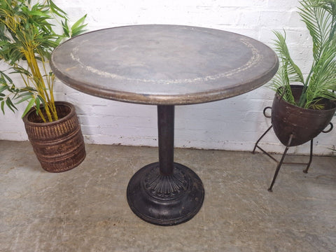 Vintage Heavy Duty Cast Iron Metal Round Cafe Bistro Bar Patio Garden Table