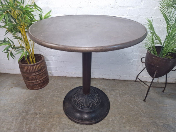 Vintage Heavy Duty Cast Iron Metal Round Cafe Bistro Bar Patio Garden Table