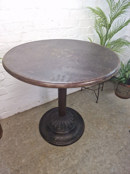 Vintage Heavy Duty Cast Iron Metal Round Cafe Bistro Bar Patio Garden Table