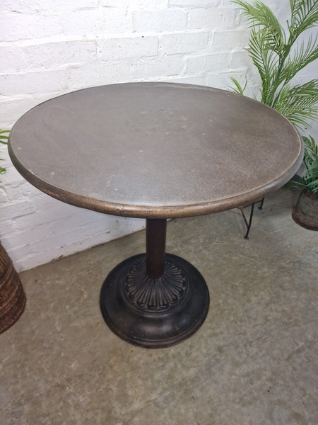 Vintage Heavy Duty Cast Iron Metal Round Cafe Bistro Bar Patio Garden Table