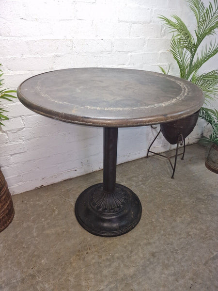 Vintage Heavy Duty Cast Iron Metal Round Cafe Bistro Bar Patio Garden Table