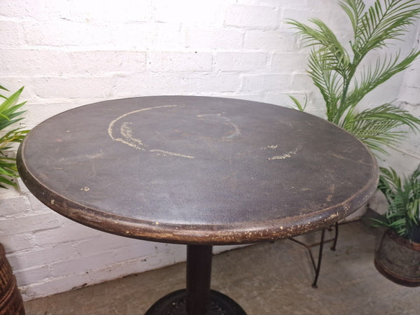 Vintage Heavy Duty Cast Iron Metal Round Cafe Bistro Bar Patio Garden Table