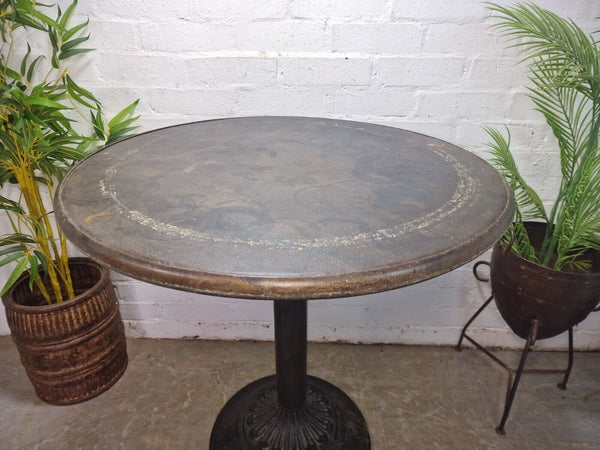 Vintage Heavy Duty Cast Iron Metal Round Cafe Bistro Bar Patio Garden Table