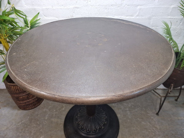 Vintage Heavy Duty Cast Iron Metal Round Cafe Bistro Bar Patio Garden Table