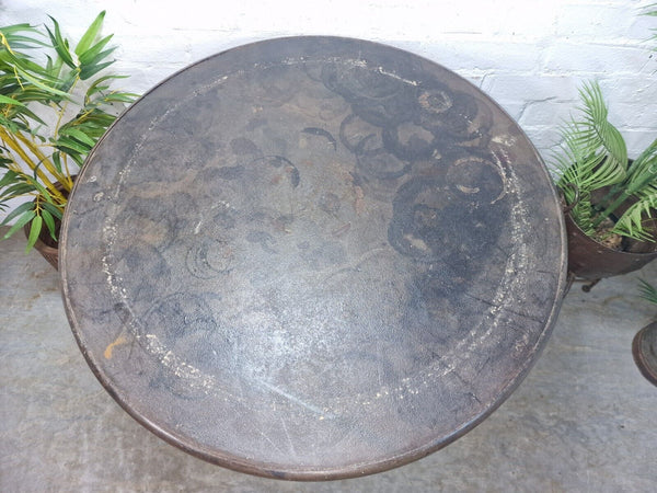 Vintage Heavy Duty Cast Iron Metal Round Cafe Bistro Bar Patio Garden Table