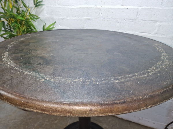 Vintage Heavy Duty Cast Iron Metal Round Cafe Bistro Bar Patio Garden Table