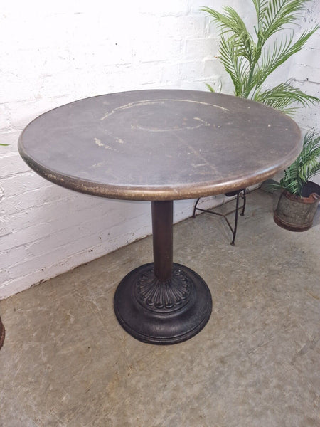 Vintage Heavy Duty Cast Iron Metal Round Cafe Bistro Bar Patio Garden Table