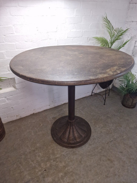 Vintage Heavy Duty Cast Iron Metal Round Cafe Bistro Bar Patio Garden Table