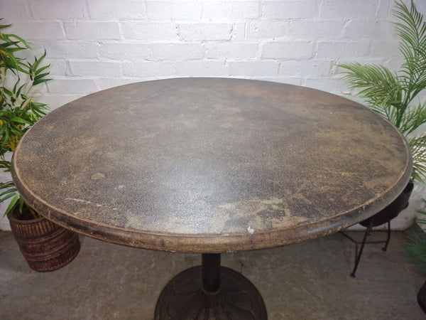 Vintage Heavy Duty Cast Iron Metal Round Cafe Bistro Bar Patio Garden Table