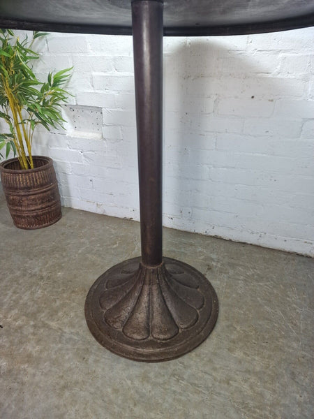 Vintage Heavy Duty Cast Iron Metal Round Cafe Bistro Bar Patio Garden Table