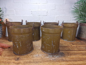 Vintage Reclaimed Metal Galvanised Military Cannister Florist Flower Tub Bucket