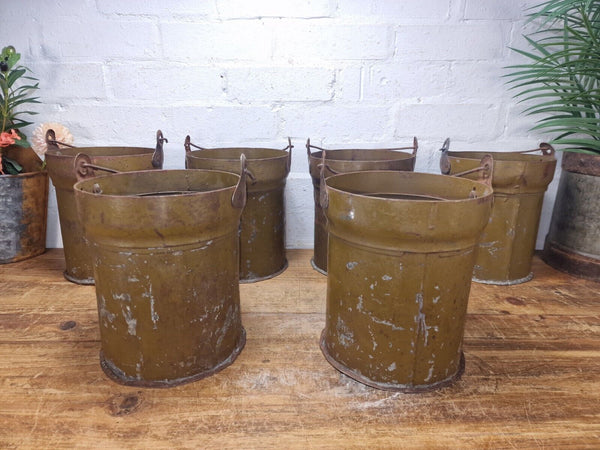 Vintage Reclaimed Metal Galvanised Military Cannister Florist Flower Tub Bucket