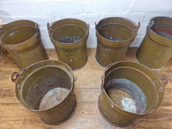 Vintage Reclaimed Metal Galvanised Military Cannister Florist Flower Tub Bucket